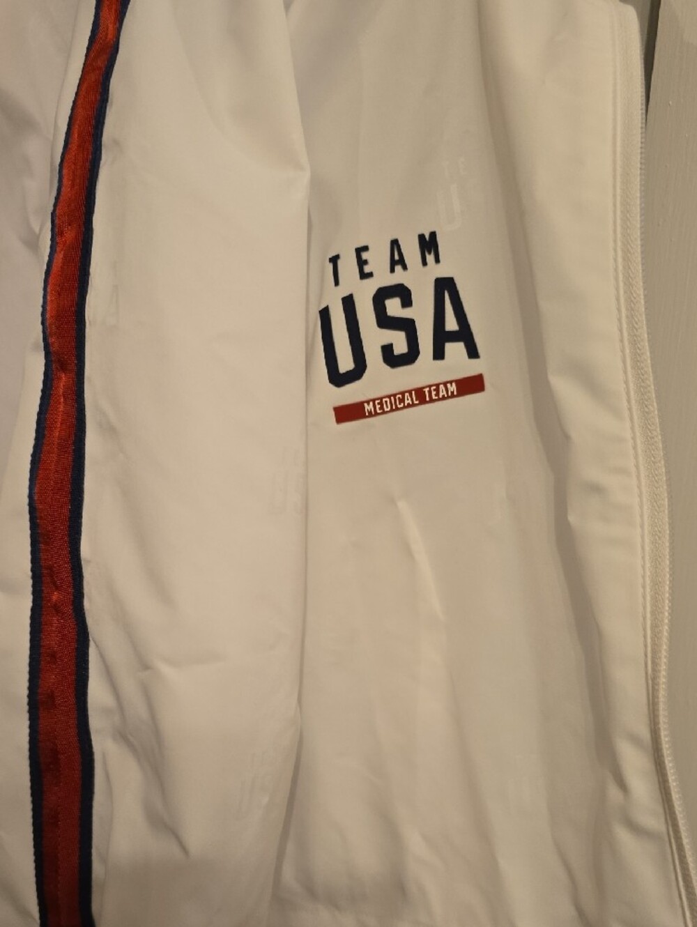 Figs White Team USA Medical Jacket with Navy and Red Logo - Picture 3 of 7
